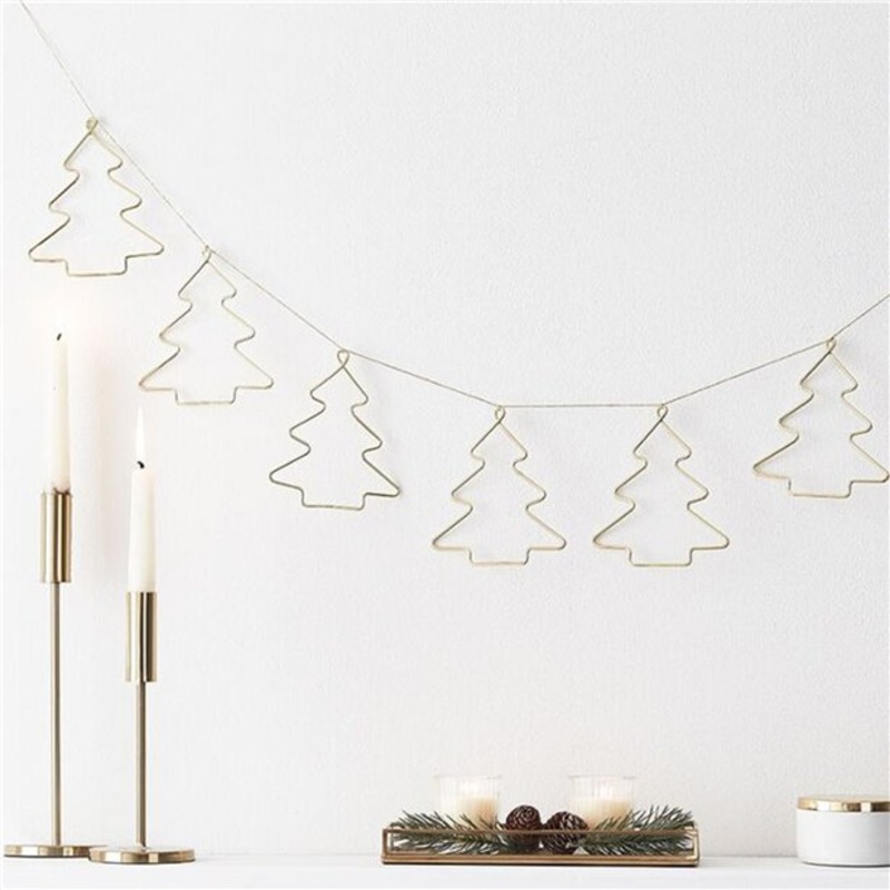 Golden fir tree garland 2m