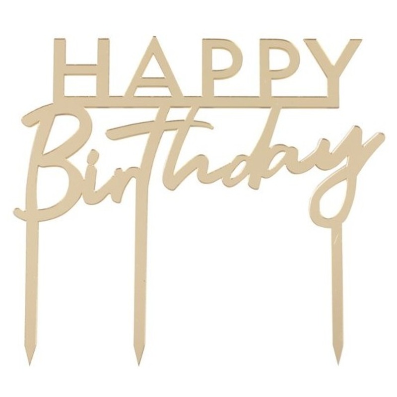 Golden Happy Birthday acrylic cake stand