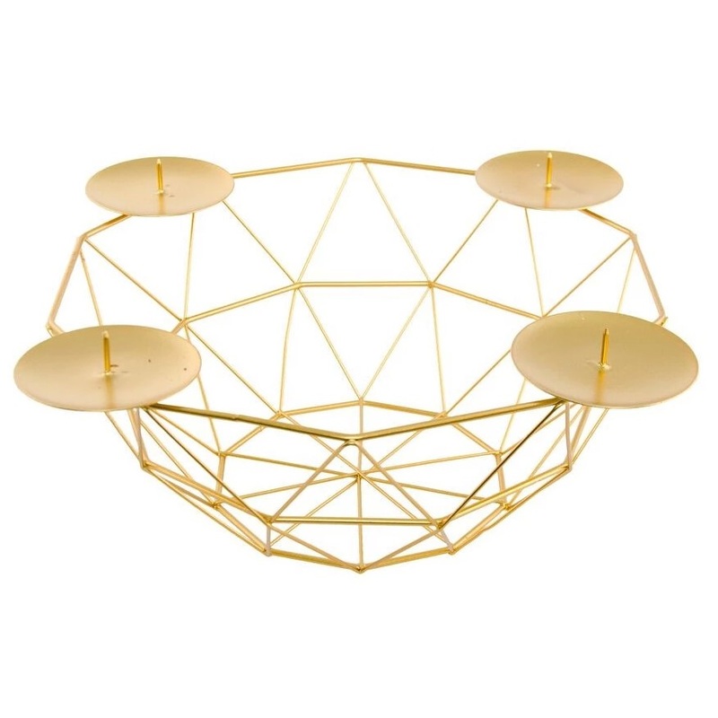 Golden metal Advent wreath 33cm