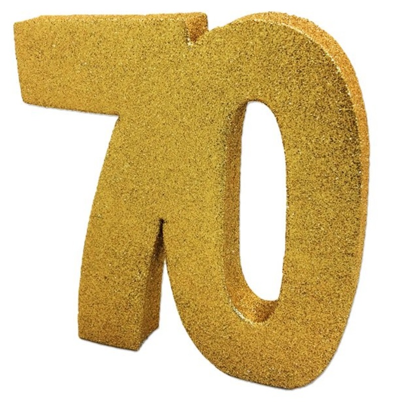 Golden number 70 glittering table decoration