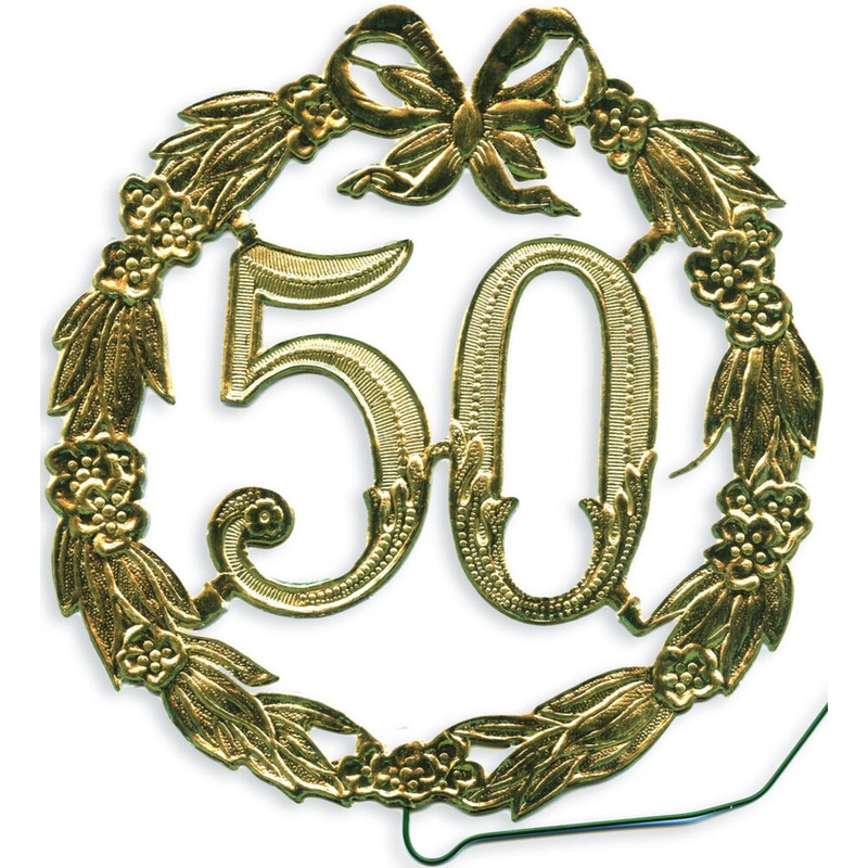 Jubilumszahl 50 mit Draht gold 13cm