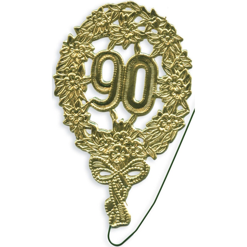Jubilumszahl 90 mit Draht gold 8x12cm