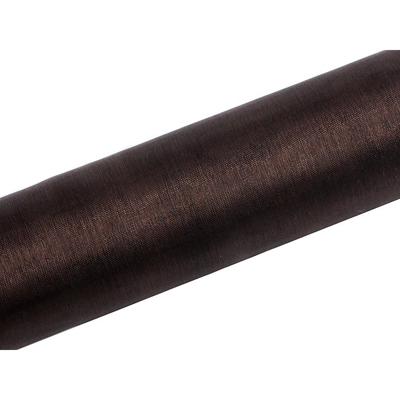 Organza fabric Julie dark brown 9m x 16cm