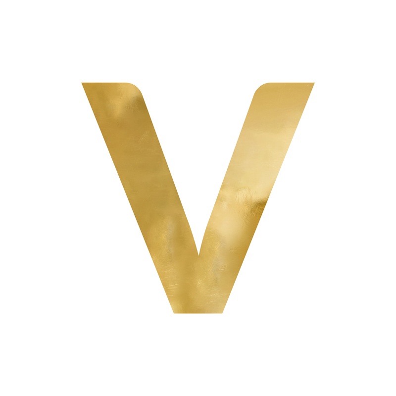 Spiegelbuchstabe ''V'', gold, 61x60 cm