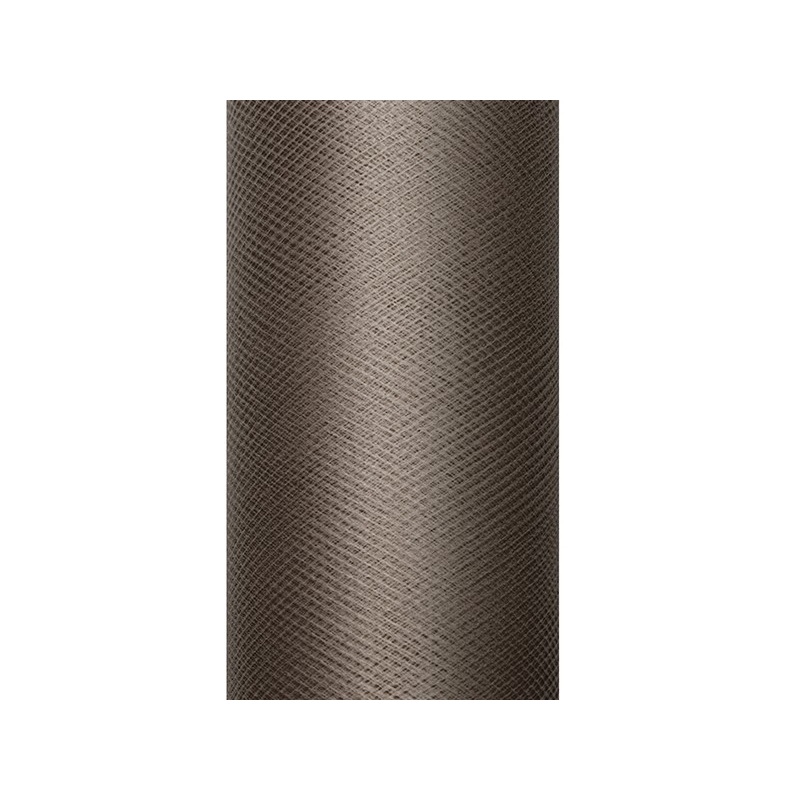 Tulle fabric Luna dark brown 9m x 15cm