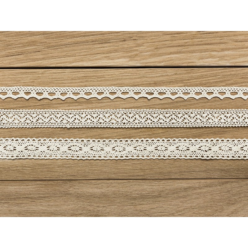 1,5m vintage lace ribbon Marie cream set of 3