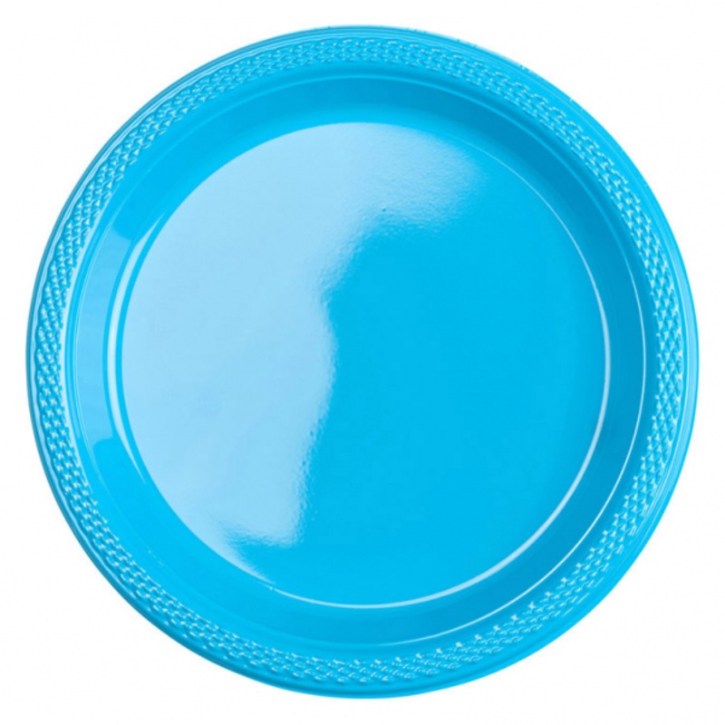 10 plastic plates in azure blue 17.7cm