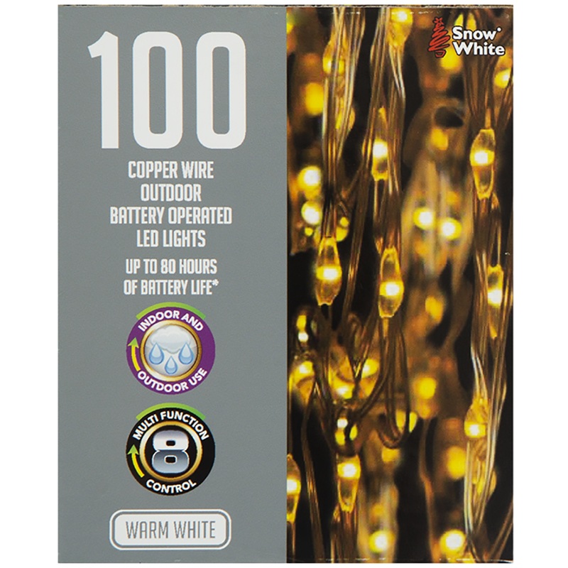 100 LED Warm White Fairy Lights