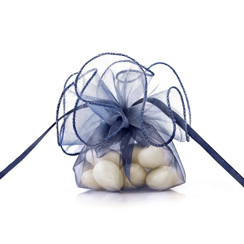 20 organza bags Flora dark blue 26cm