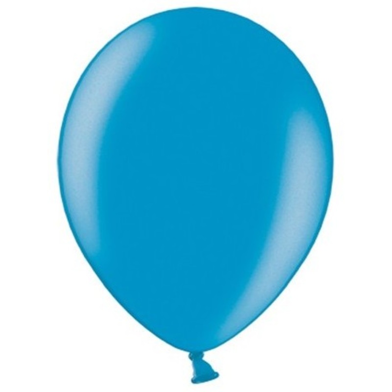 20 Party star metallic balloons caribbean blue 27cm