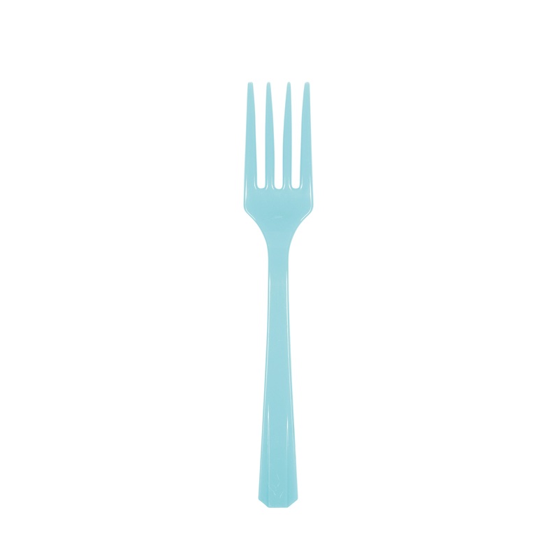 20 plastic forks in azure blue