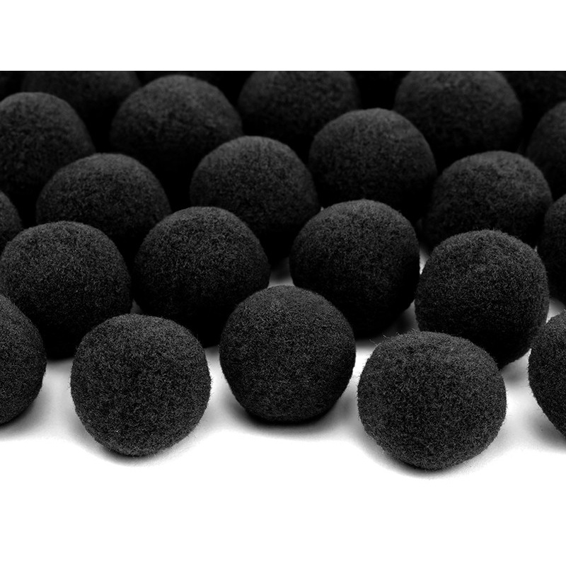 20 plush pompoms black 2cm