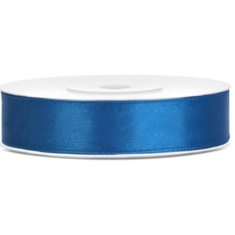 25m satin gift ribbon blue 12mm wide