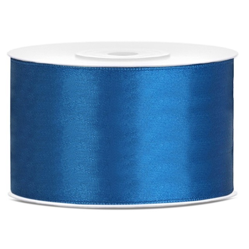 25m satin gift ribbon blue 38mm wide