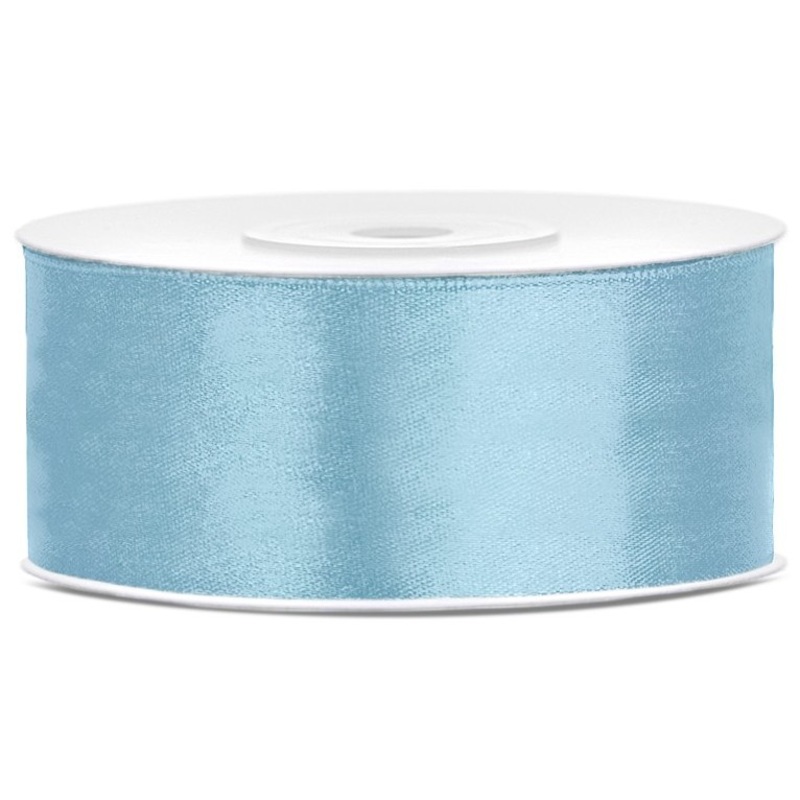 25m satin gift ribbon light blue 25mm wide