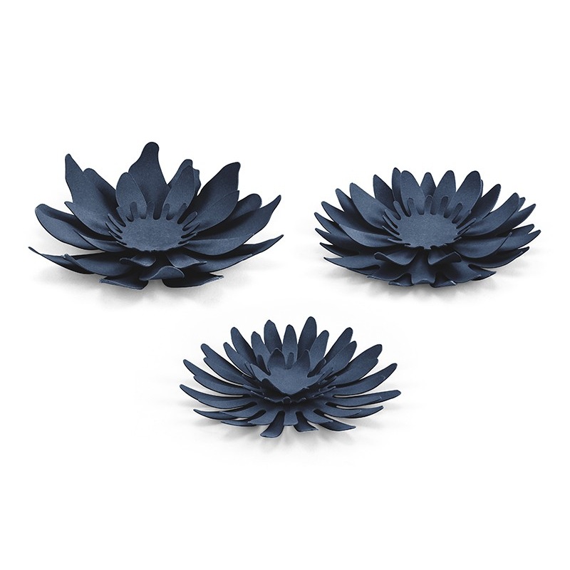 3 blue DIY decorative flowers Bloomingville