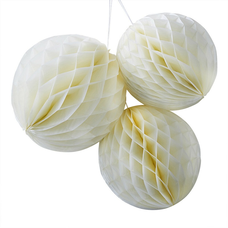 3 vintage dream ivory honeycomb balls