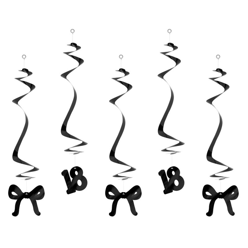 5 birthday swirls 18th birthday with black bow
