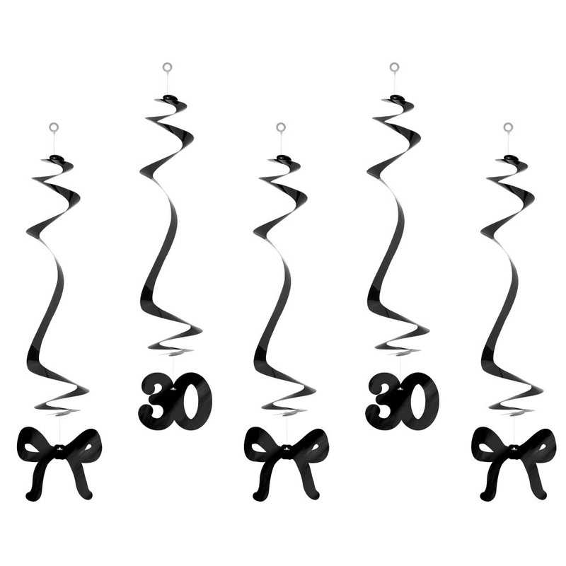 5 birthday swirls 30th birthday with black bow