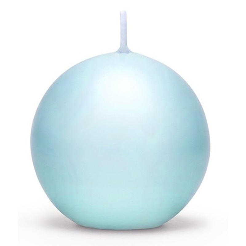 6 ball candles Torino ice blue 8cm