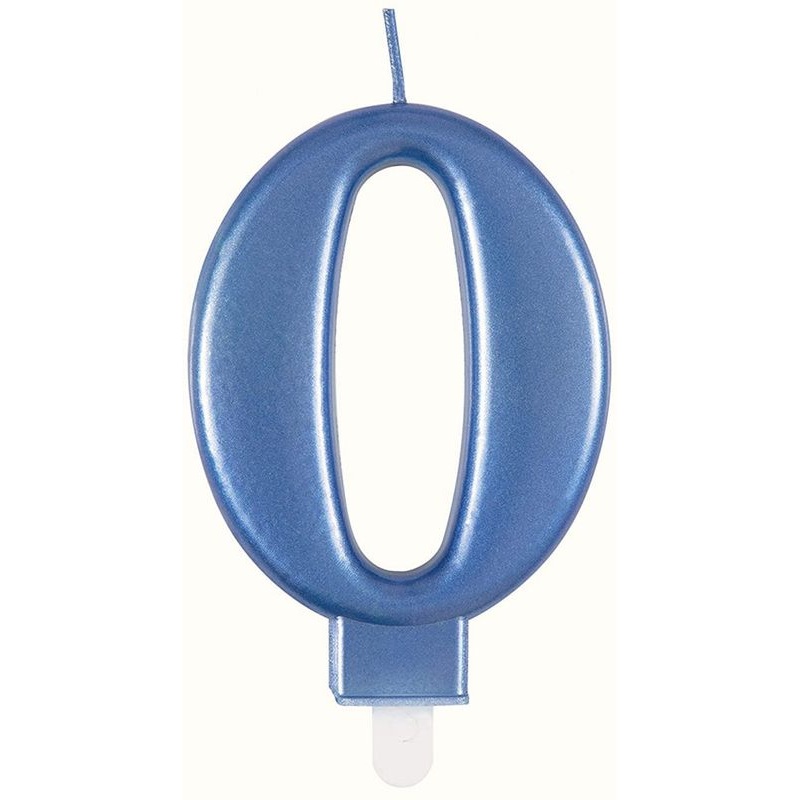 Auswahl Zahlenkerze Blau Metallic Zahl 0-9