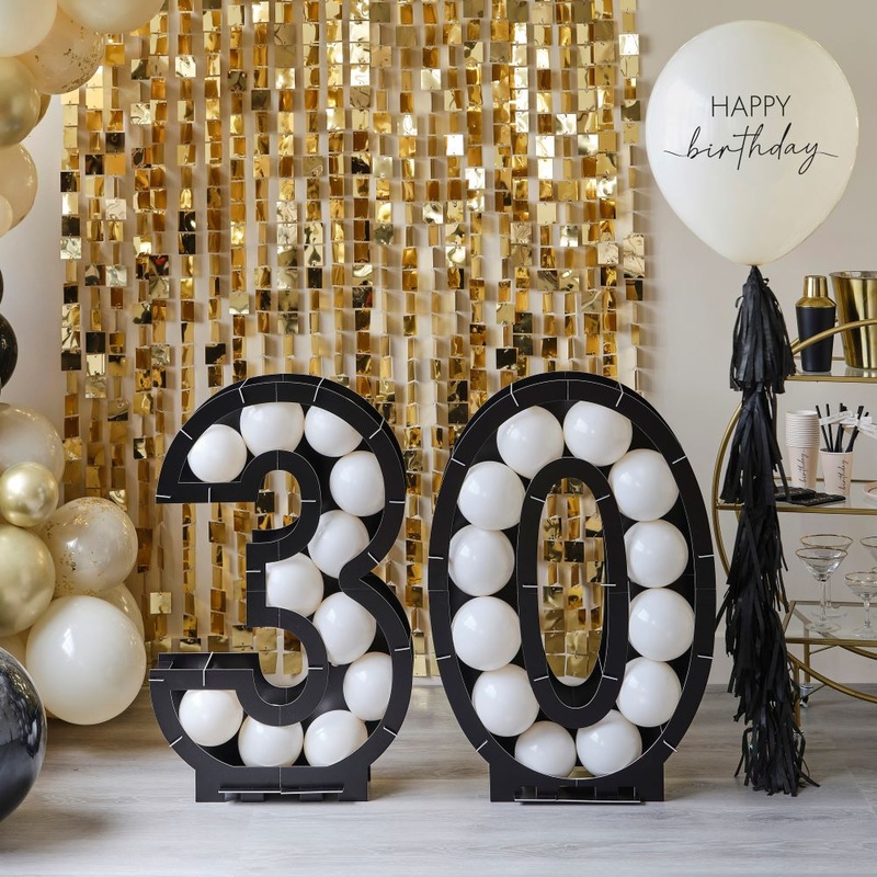 Balloon stand black and white number 30