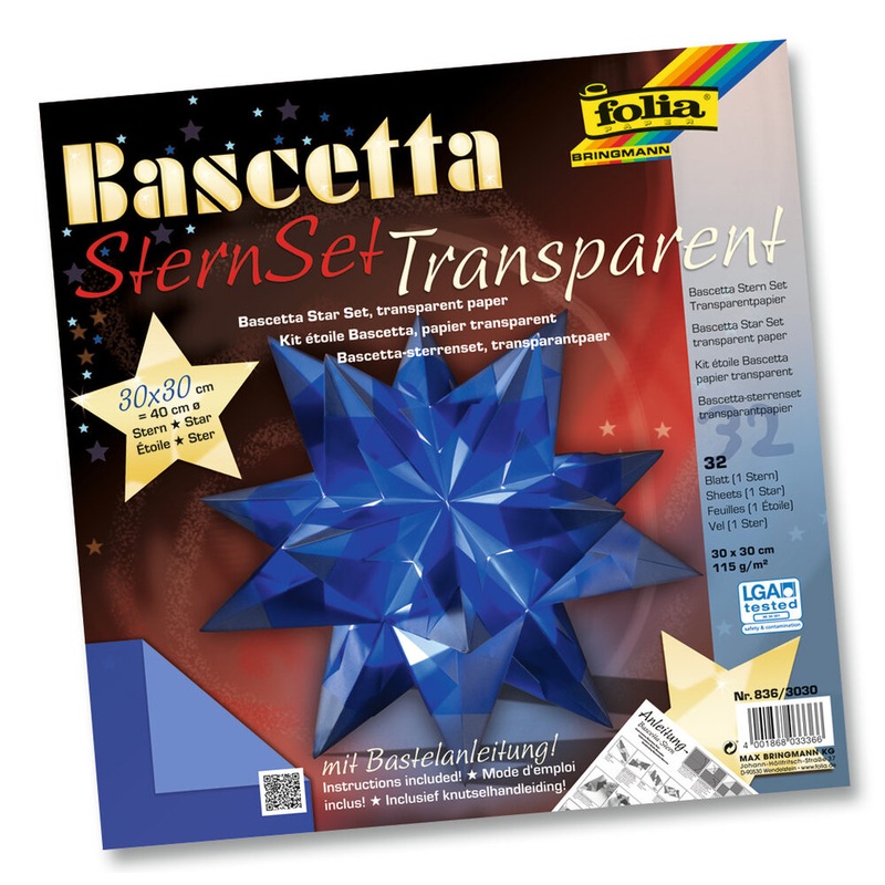 Bastelset Bascetta Stern 40cm 115g/m blau 30x30cm 32 Blatt