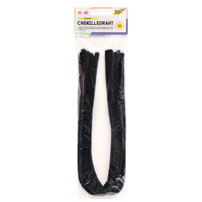 Chenilledraht schwarz 8mmx50cm 10 Stck