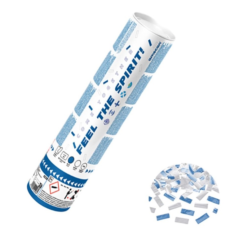 Confetti cannon - blue and white