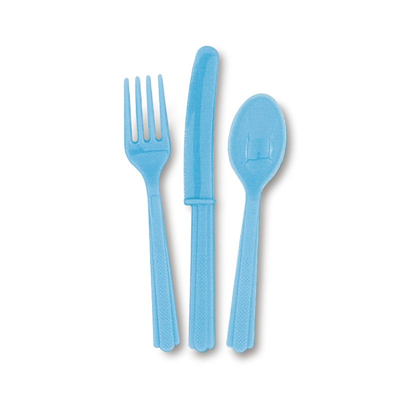 Party cutlery set Luise light blue 18 pieces