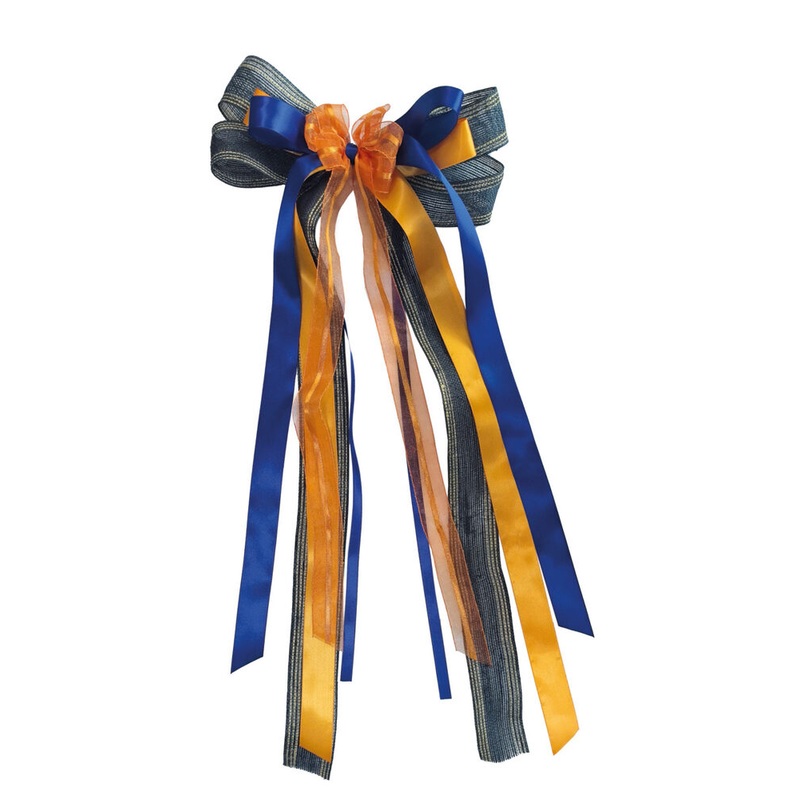 Schulttenschleife blau/orange/jute 23x50cm