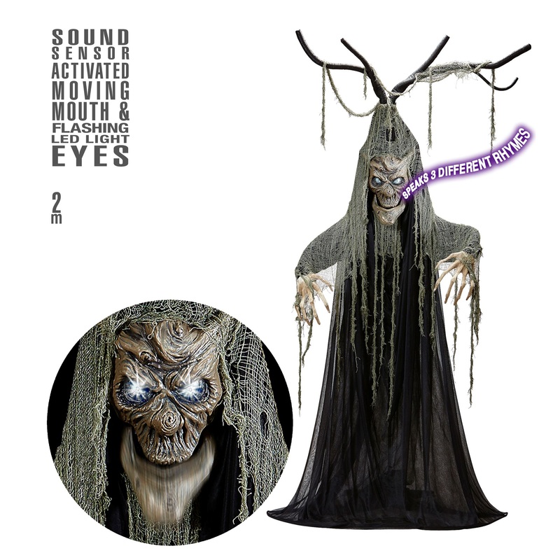 WIDMANN Deko Sprechender verhexter Halloweenbaum mit blinkenden LED-Augen schwarz