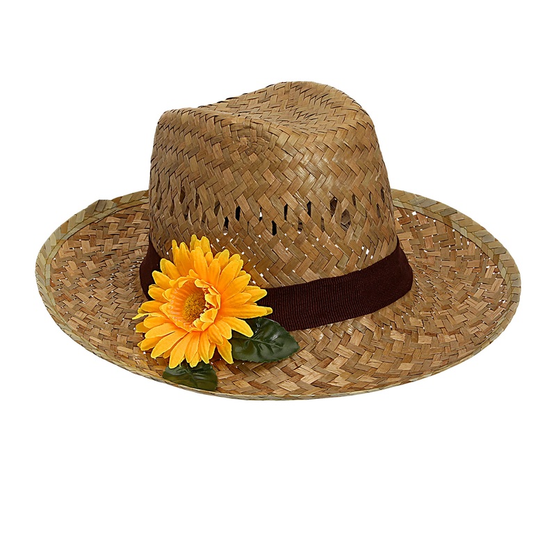 WIDMANN Farmerhut mit Sonnenblume aus Stroh beige