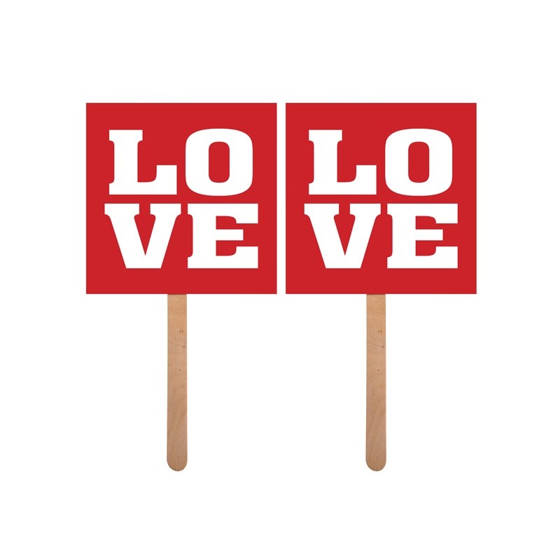 2 love signs photo props 9 x 9cm