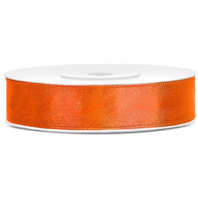 25m satin ribbon neon-orange, 12mm wide