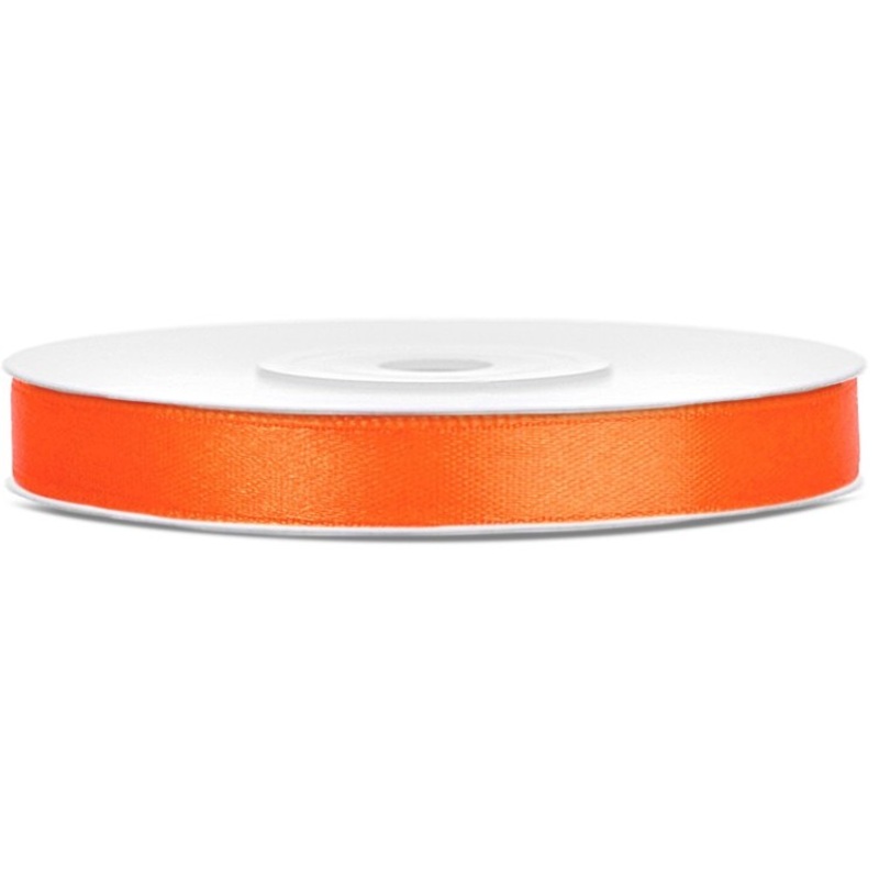 25m satin ribbon orange 6mm wide