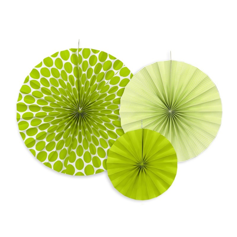 3 pattern mix paper rosettes apple green