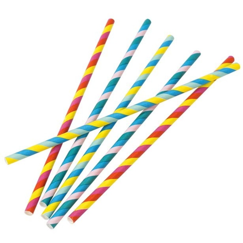 30 paper straws in a rainbow design