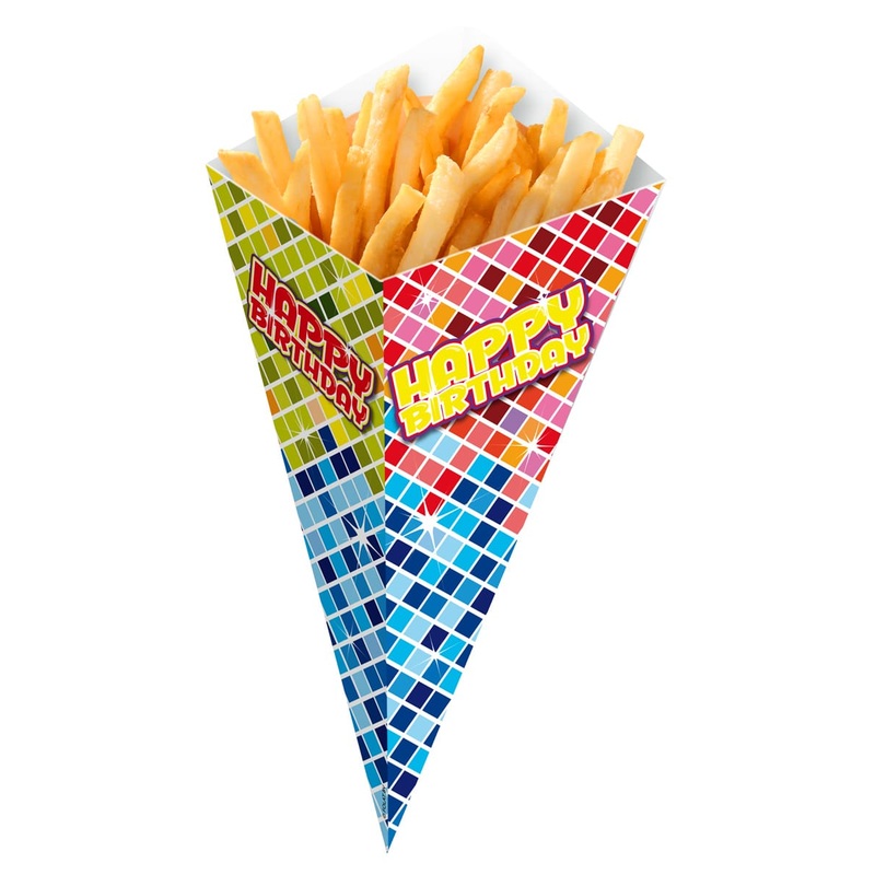 4 Groovy Happy Birthday french fries boxes