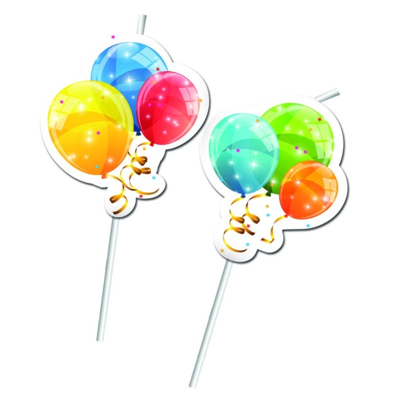 6 sparkling balloon straws 24cm