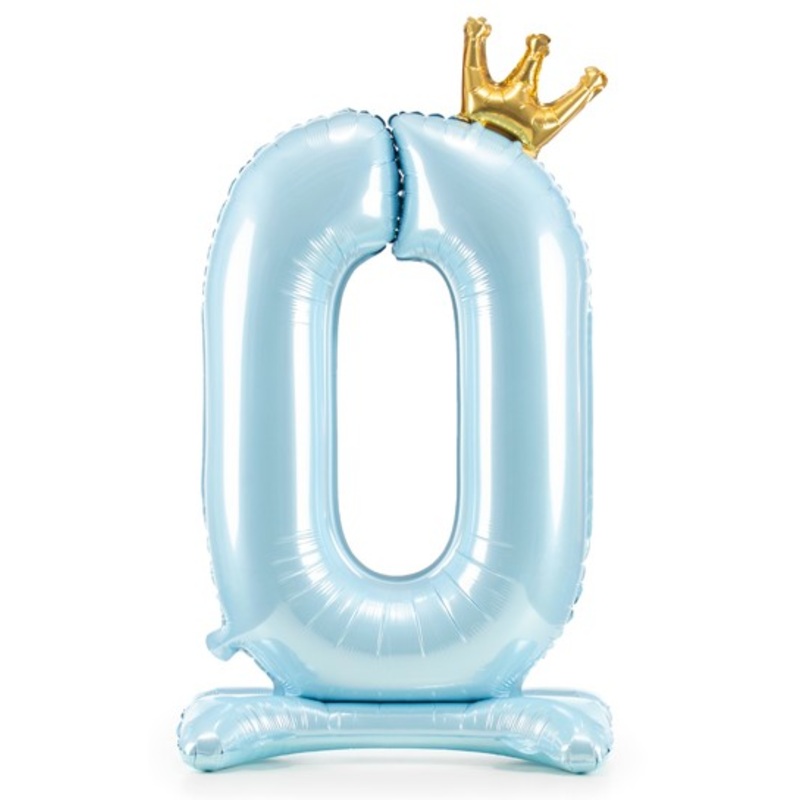 Babyblue number 0 standing foil balloon