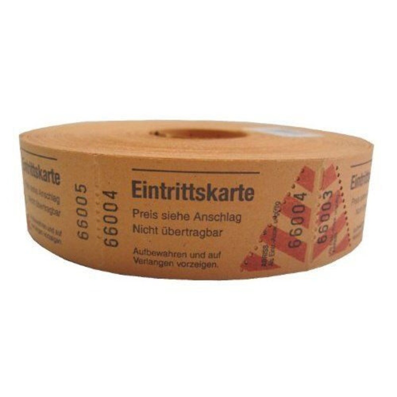 Eintrittsband Rolle 1000 Abrisse fortlaufend orange