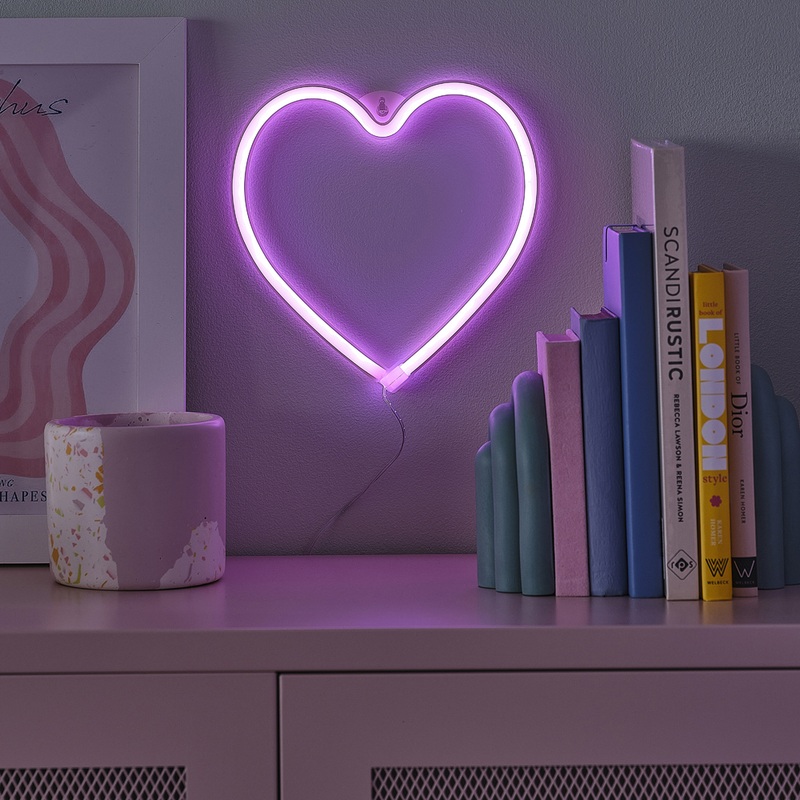 Pink neon light heart