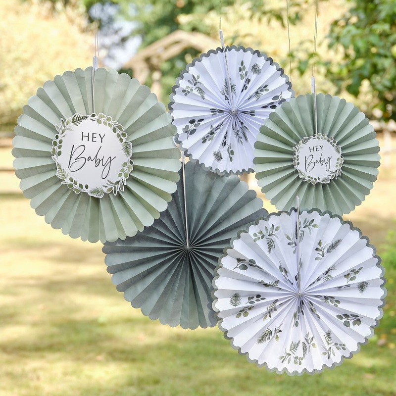 XX Hey Baby Paper Rosettes Green and White Sage