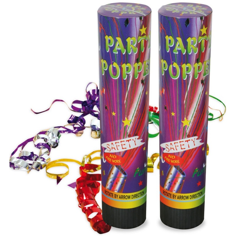 2 Streamer Party Poppers Holographic 21cm