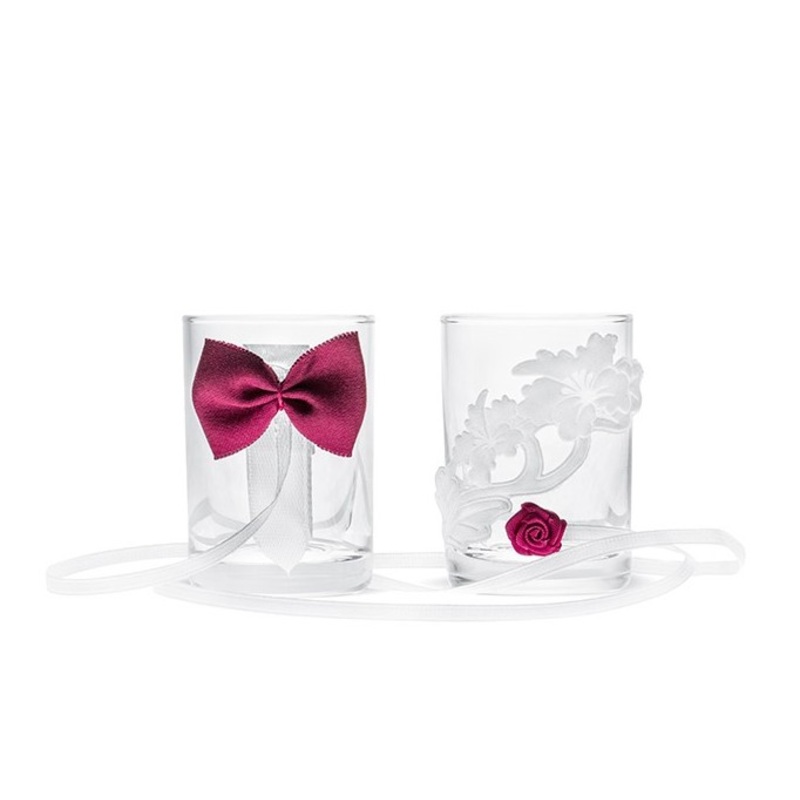 2 vodka glasses bride & groom pink 30ml