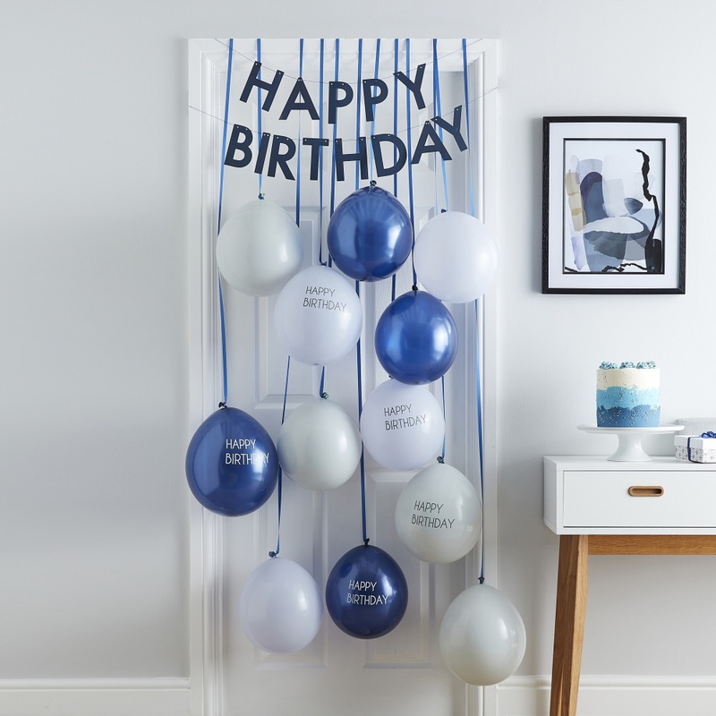 Balloon garland Happy Birthday blue 13 pieces