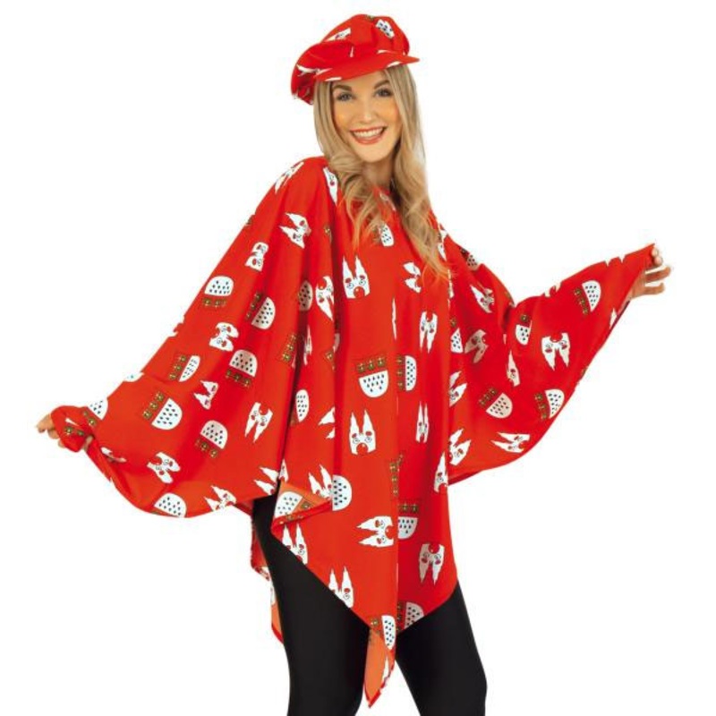 Cologne poncho in red for women