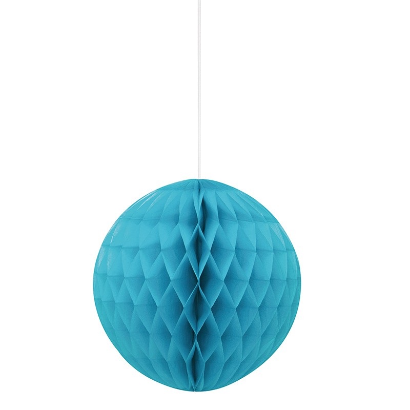 Decorative honeycomb ball turquoise blue 20cm