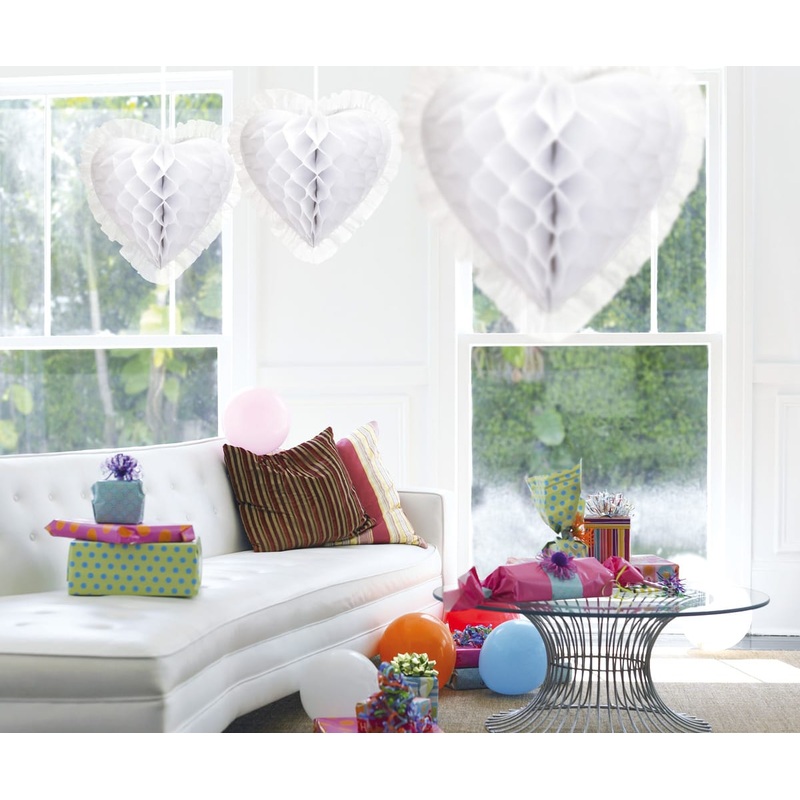 Honeycomb Heart Deluxe white 30cm